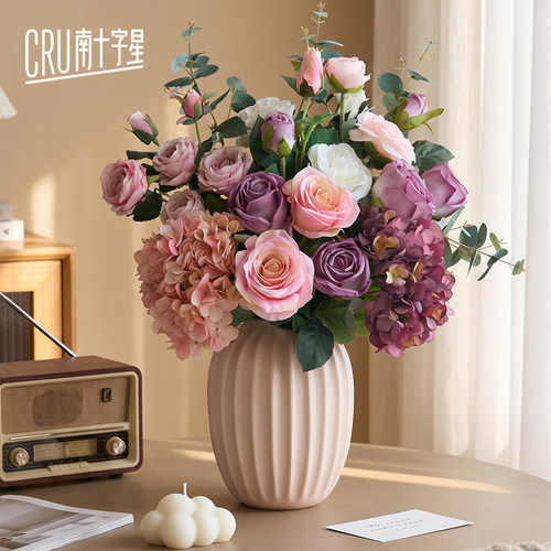 轻奢高档仿真花束摆件客厅餐桌花