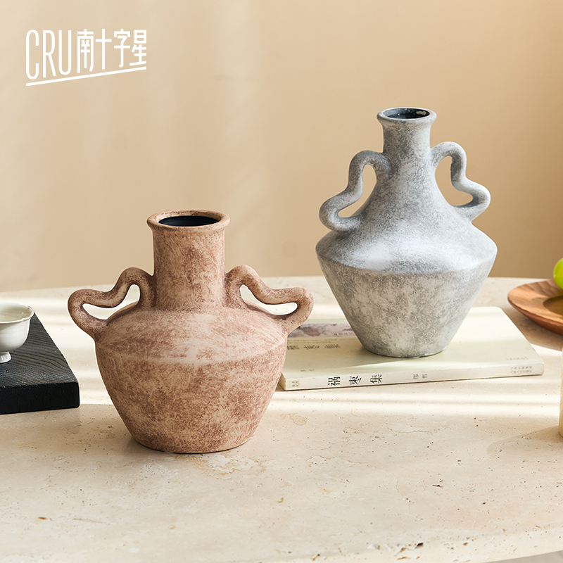 南十字星 侘寂风陶瓷花瓶客厅插干花民宿装饰复古粗陶禅意摆件