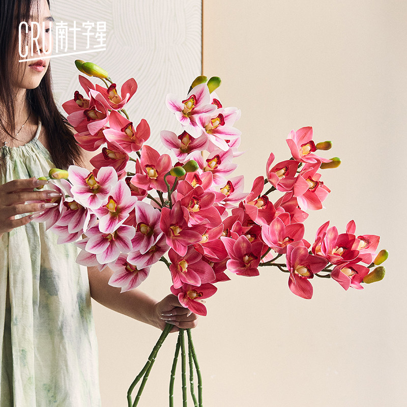 高档仿真花蕙兰假花摆设花艺摆件图片