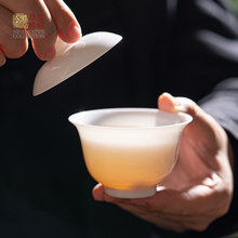 景德镇全手工陶瓷白釉轻薄小号盖碗不烫手 80ml重52g 100ml重58g