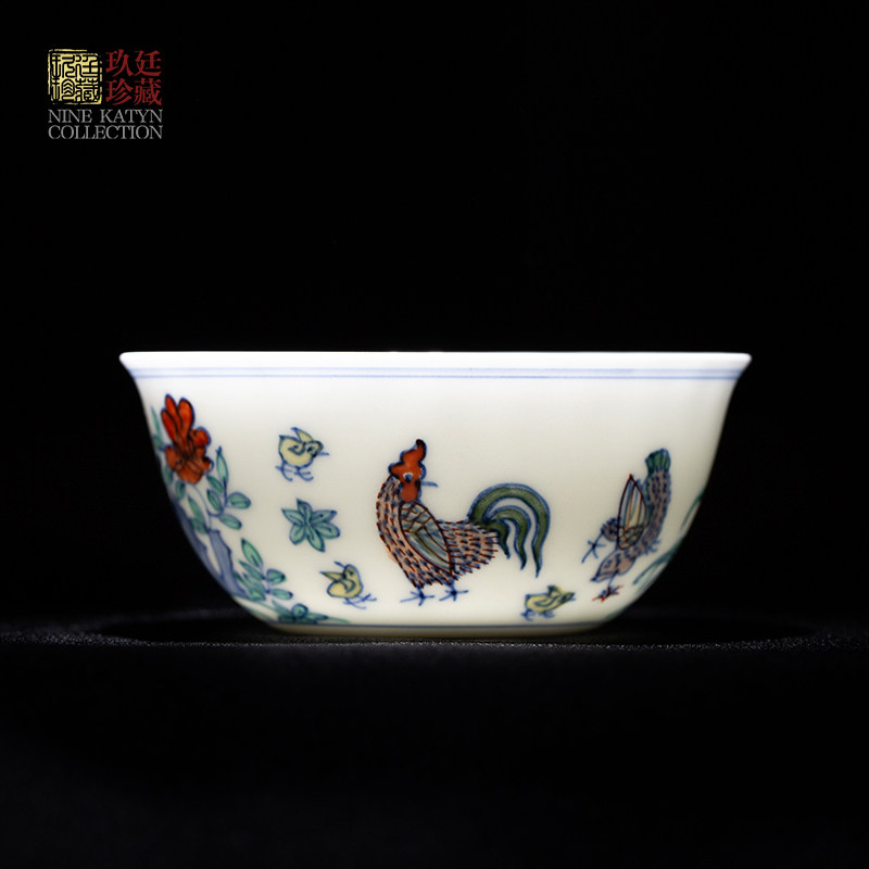 全手工手绘斗彩薄胎陶瓷主人茶杯