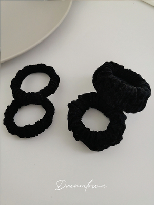 经典通勤基础黑色毛巾无接缝发圈