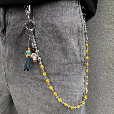 KGSC原创y2k潮流方珠cleanfit裤链插兜女孩酒瓶牛仔裤裤链