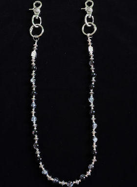 原创黑胆石腰链美式复古小众cleanfit嘻哈牛仔裤链腰间挂饰