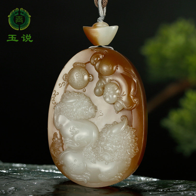 和田玉貔貅童子吊坠男款玉坠