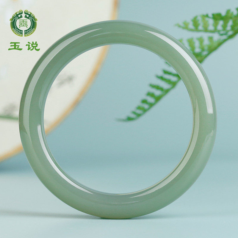 玉说和田玉手镯女款玉镯子冰晴水圆满富贵镯子内径约60mm附证书