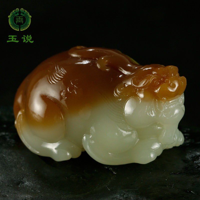 玉说和田玉貔貅手把件男款老红糖青白玉仿古瑞兽皮休富贵玉石把件