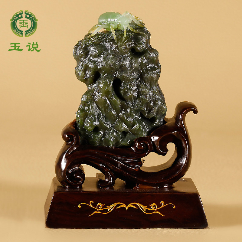 玉说和田玉碧玉蝈蝈摆件富甲天下家居客厅玄关办公室桌面玉石摆设图片