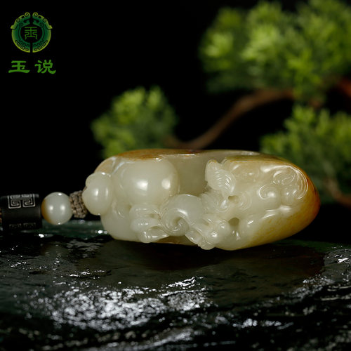 和田玉貔貅手把件男款洒金皮