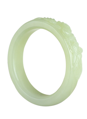 和田玉黄玉手镯女款喜上梅梢