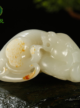 和田玉籽料貔貅手把件男款