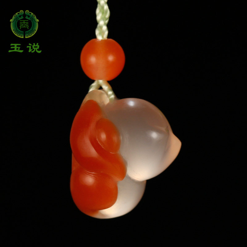 南红玛瑙大脸猫手机坠