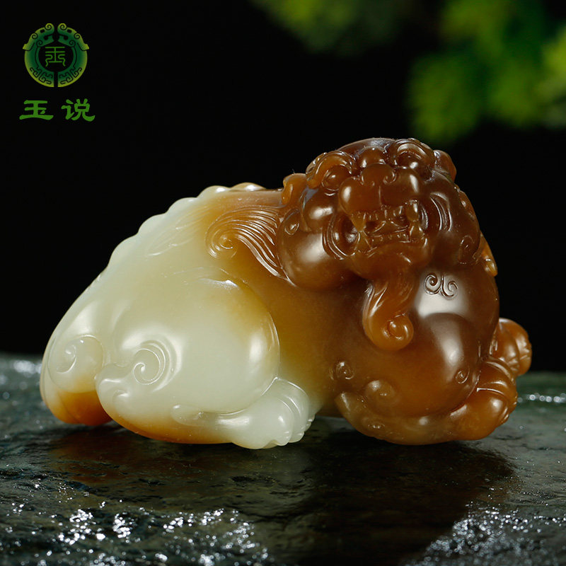 玉说和田玉貔貅手把件男款糖青白玉立体仿古瑞兽皮休把件鸿运当头