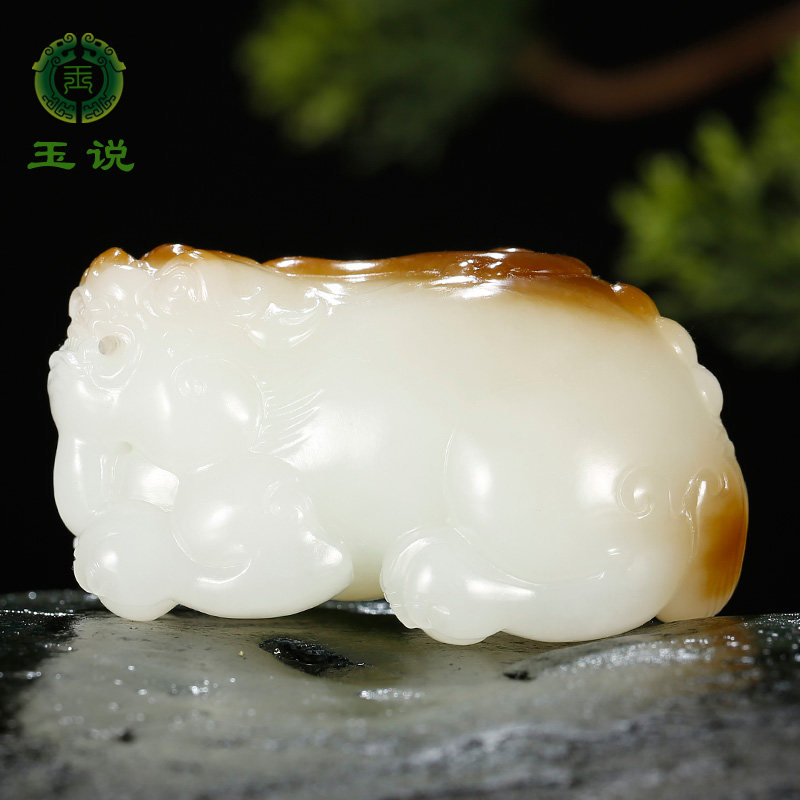 玉说和田玉貔貅手把件男款糖白羊脂玉仿古瑞兽皮休玉把玩件附证书