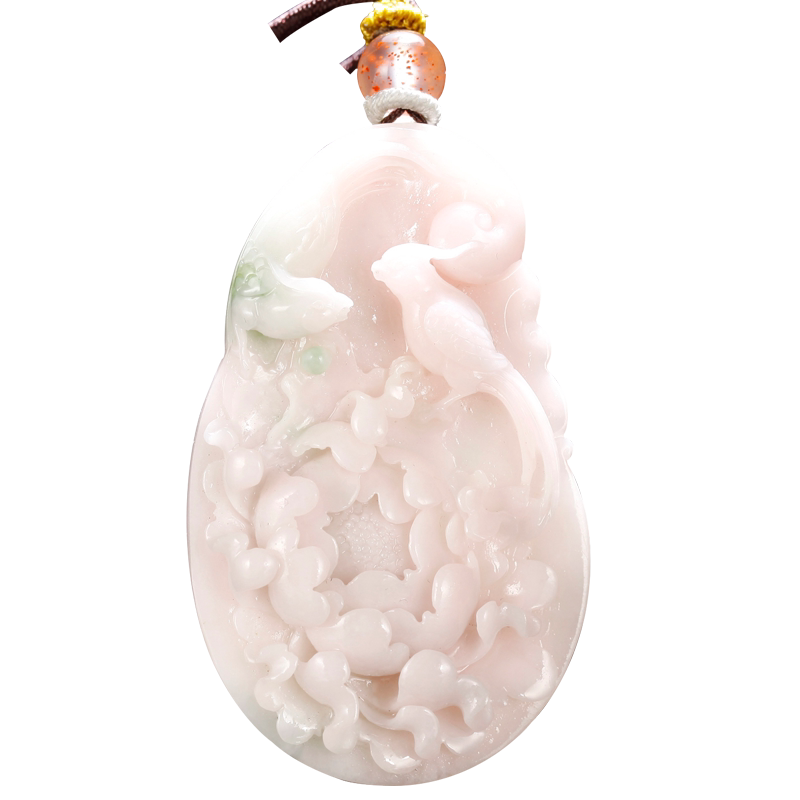 玉说独山玉芙蓉红牡丹花吊坠孤品
