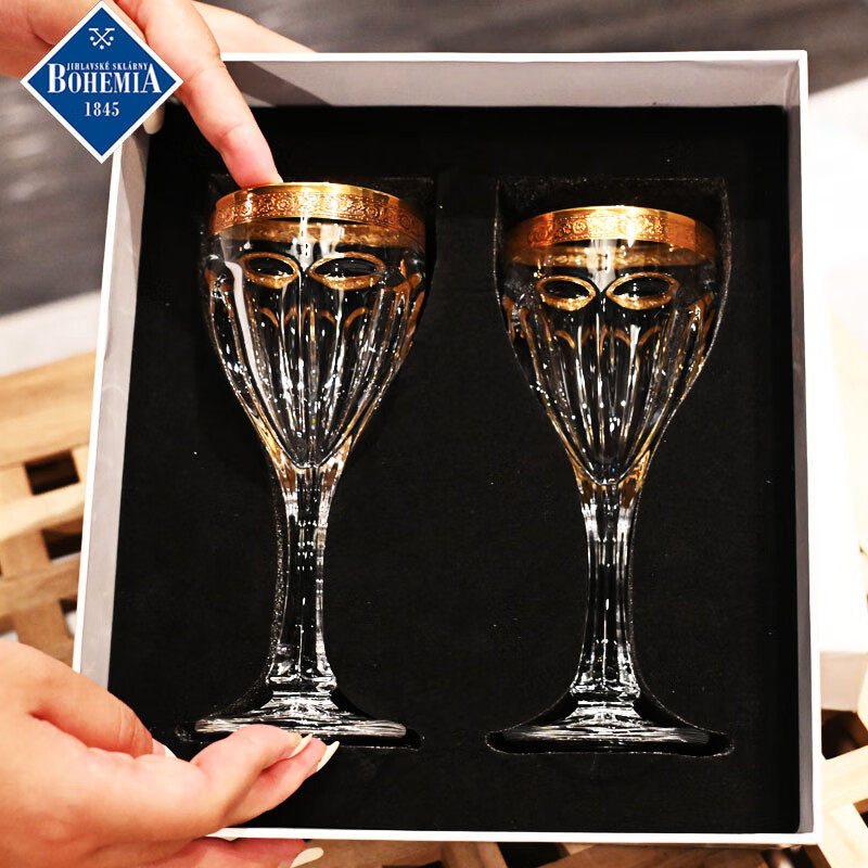捷克进口BOHEMIA 水晶玻璃手工描金高端酒杯香槟杯红酒杯高脚杯子,餐饮具,葡萄酒/红酒杯,淘宝优惠券,粉丝福利购,淘宝优惠卷