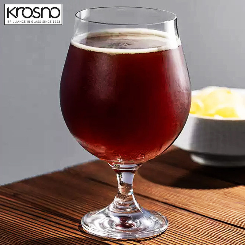 欧洲KROSNO进口水晶玻璃轻奢高脚精酿啤酒杯饮料可乐杯黑啤酒杯子