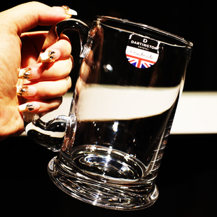 英国DARTINGTON进口水晶玻璃轻奢高档手精酿果汁杯带把扎啤酒杯子