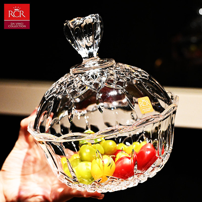 意大利RCR原装进口水晶玻璃糖果盒水果盘干果盒盆糖缸带盖家用