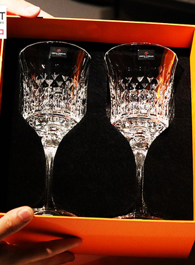 法国CDA进口水晶玻璃2只装高脚红酒白葡萄酒杯子节日对杯送礼盒子