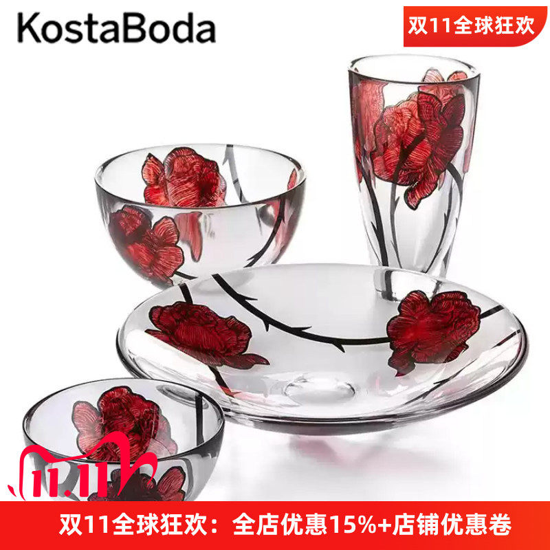 瑞典进口水晶玻璃手绘果盘