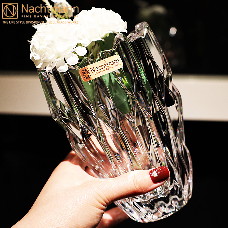 德国Nachtmann进口水晶玻璃轻奢台面鲜花瓶插花客厅餐桌装饰摆件