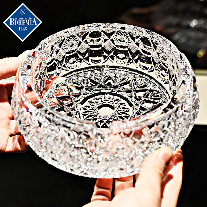 BOHEMIA捷克进口水晶玻璃手工精刻客厅茶几烟灰烟缸礼品饰品摆件
