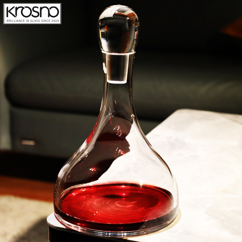 Krosno进口水晶玻璃高级感轻奢带盖子倒分酒器壶瓶红葡萄酒醒酒器