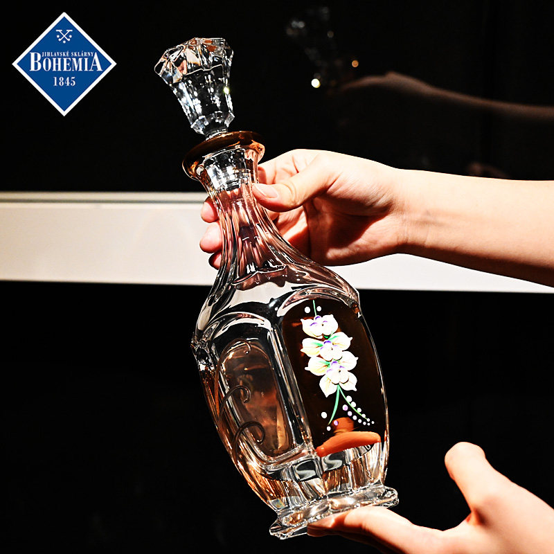 捷克BOHEMIA进口水晶玻璃珐琅花红酒葡萄酒高脚杯对杯礼盒套装,餐饮具,醒酒器,淘宝优惠券,粉丝福利购,淘宝优惠卷