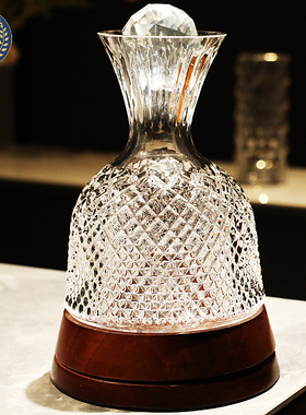 ROCK高端水晶玻璃红酒醒酒器葡萄酒酒具带盖旋转分酒醒酒壶酒樽瓶