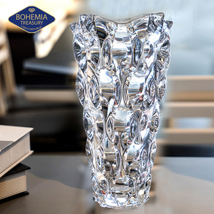 捷克进口BOHEMIA水晶玻璃轻奢高级感台面插鲜花摆件透明水养花瓶