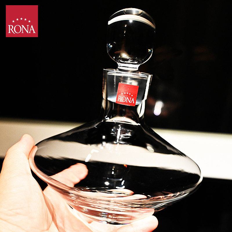 捷克Rona进口水晶玻璃手工带盖红酒醒酒器倒酒壶酒樽分酒器瓶子
