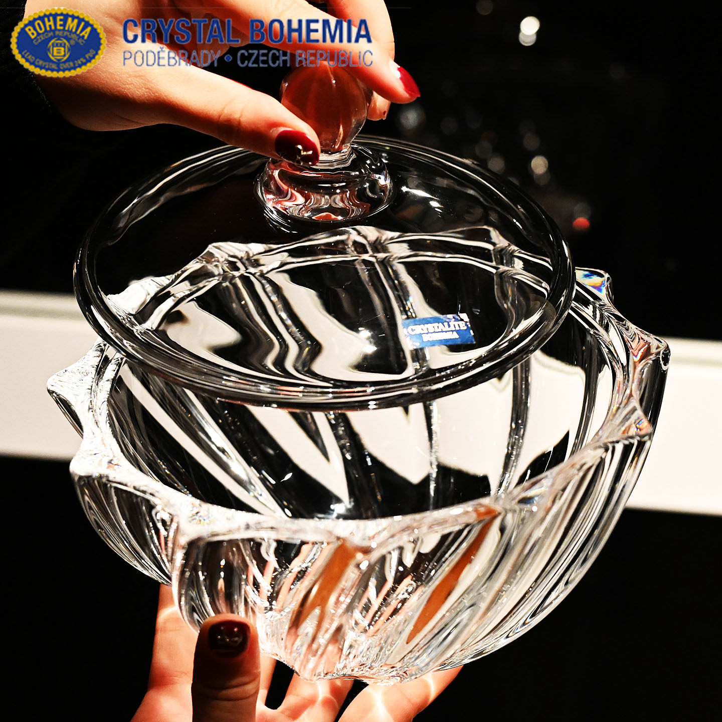 捷克进口BOHEMIA 水晶玻璃糖果盒水果盘干果盒盆果斗糖缸带盖家用,家居饰品,果盘/果篓,淘宝优惠券,粉丝福利购,淘宝优惠卷