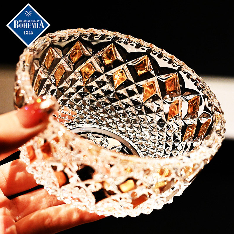 捷克进口BOHEMIA水晶玻璃高级感轻奢精致干果零食客厅茶几水果盘