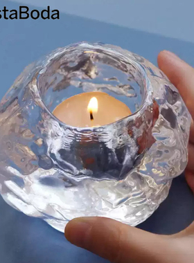 瑞典KOSTABODA Snowball雪球烛台欧式高级感水晶玻璃轻奢浪漫摆件