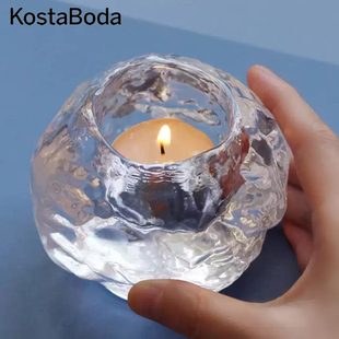 瑞典KOSTABODA Snowball雪球烛台欧式高级感水晶玻璃轻奢浪漫摆件