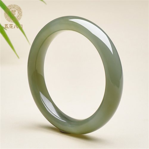 五花八门天然和田玉浅湖水绿手镯