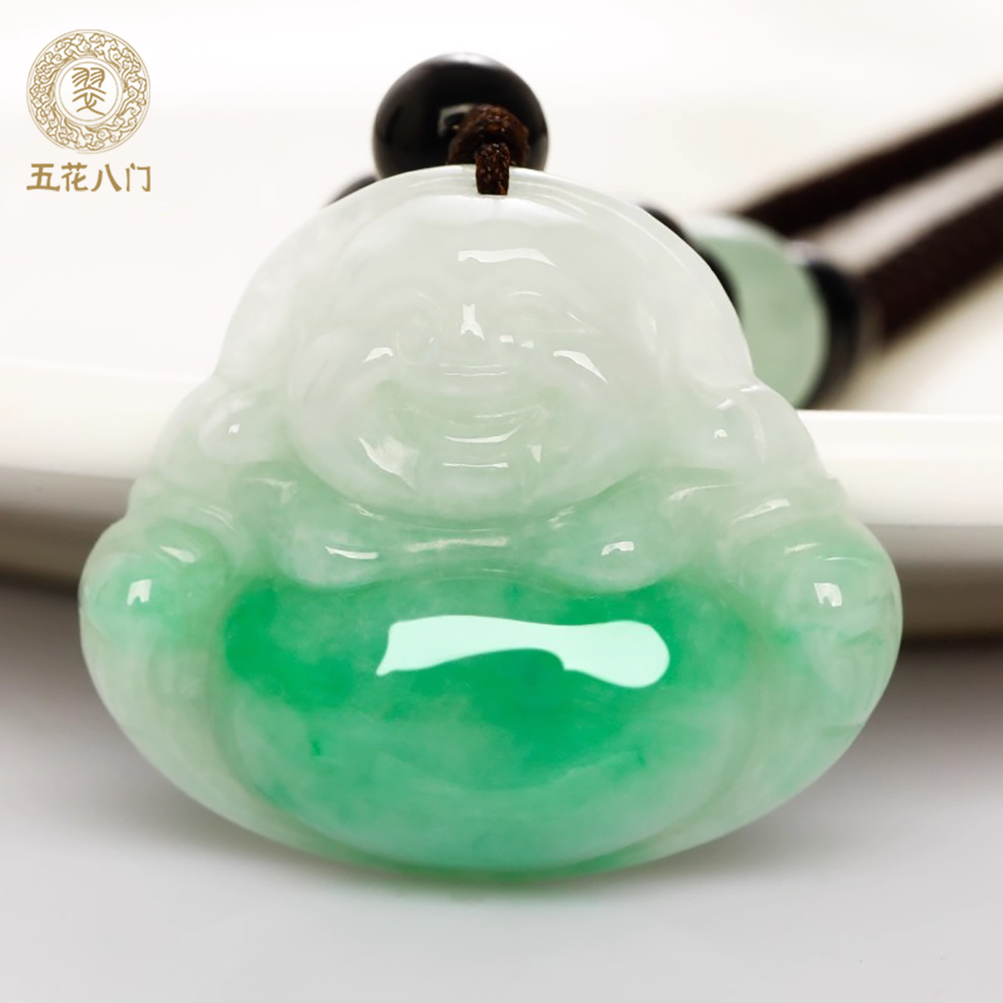 五花八门翡翠糯冰种佛公项链吊坠