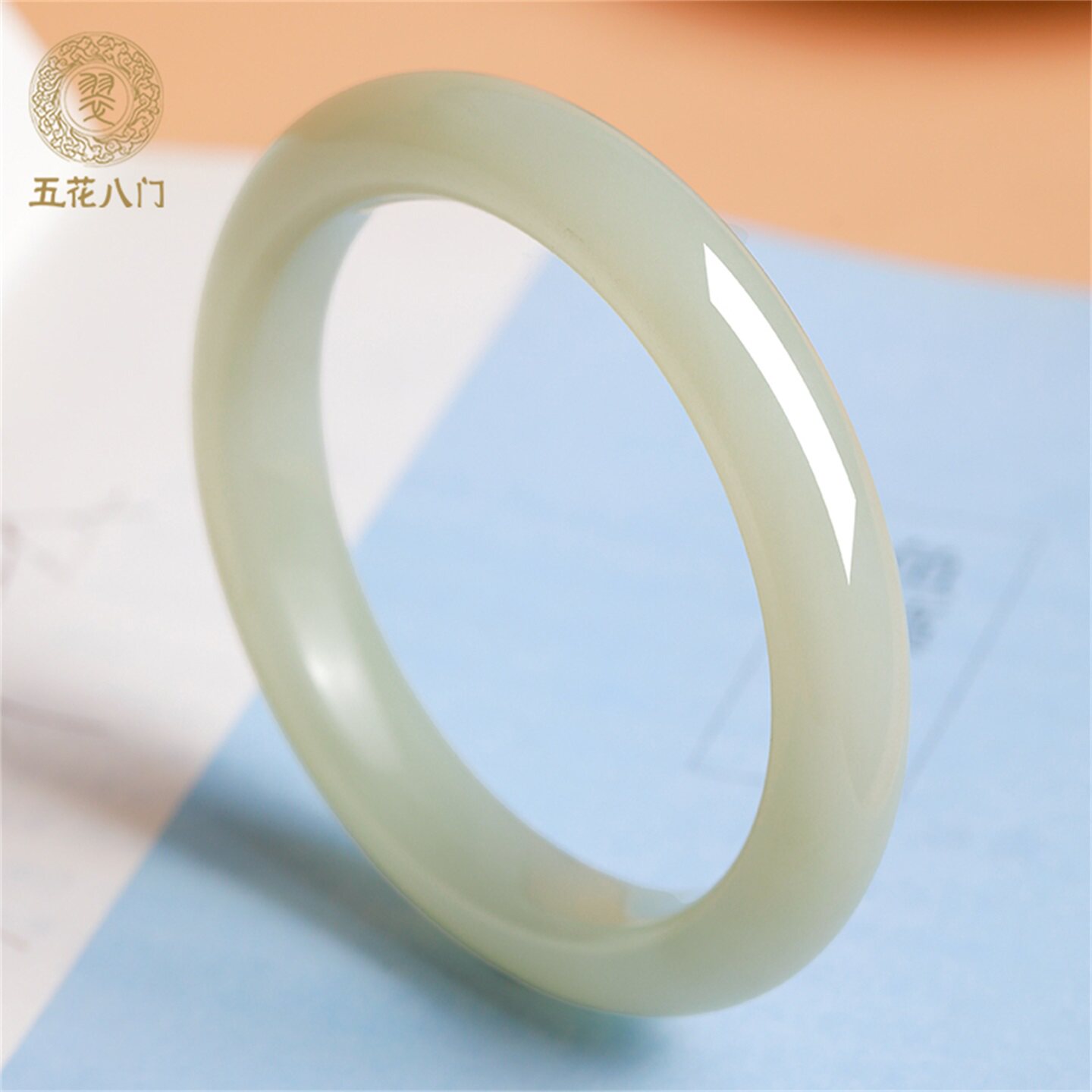 五花八门天然真品和田玉细条平安镯浅茶晴手镯女款玉镯官方旗舰店