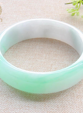 五花八门缅甸冰糯种飘绿翡翠手镯女玉镯天然正品12598