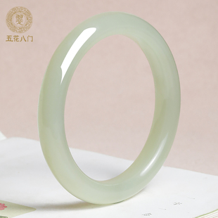 五花八门天然真品和田玉细条晴水手镯女士美人条玉镯子官方旗舰店