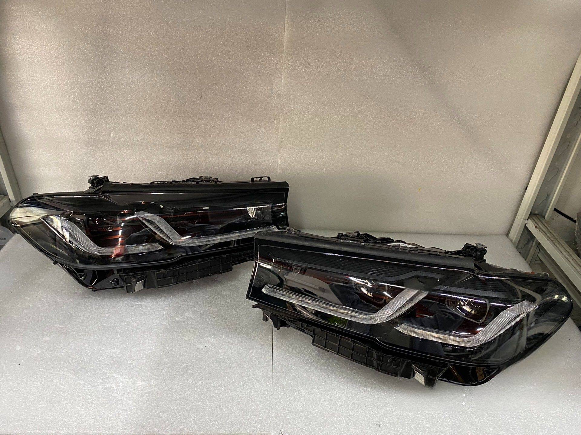 适用宝马5系G30 530 525双L日行灯熏黑大灯总成尾灯改装升级