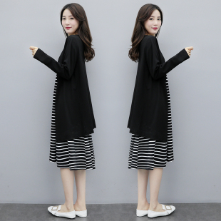 时尚 春装 款 中长款 宽松潮妈 连衣裙两件套春秋外出2025新款 孕妇套装