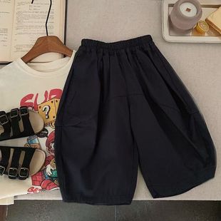小童痞帅宽松休闲中裤男女童2026夏装新款萝卜裤韩版儿童七分裤潮