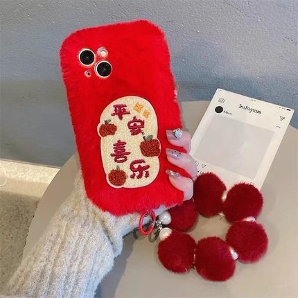 网红Civi5pro/3/4毛绒k90马年手机壳新年Turbo3适用12s小米15/13Ultra/k80/K60/k70e红米Note15/14pro潮12/11