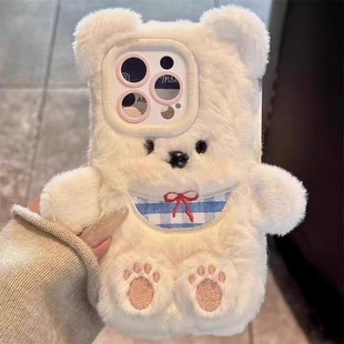 6网红荣耀play9T x60萌 8暖手x70i秋冬款 9se手机壳小熊magic7pro 适用华为nova14pro毛绒13