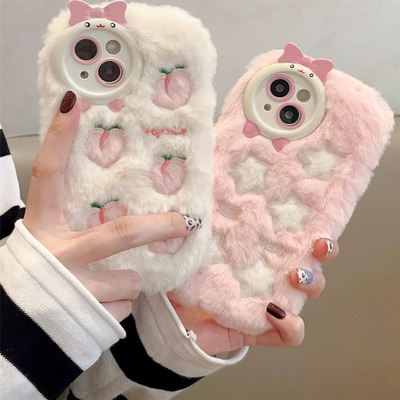 A5X抖音同款oppoA3pro/a3X/A2m星星k12/A58x手机壳OPPOFindx9/8/7毛绒OPPO Reno14pro+/13/12/11公仔A6A5桃子
