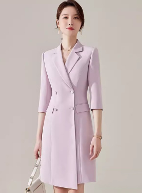 艾尚臣紫色连衣裙气质名媛高端女神范高级感上班族职场白领工作服