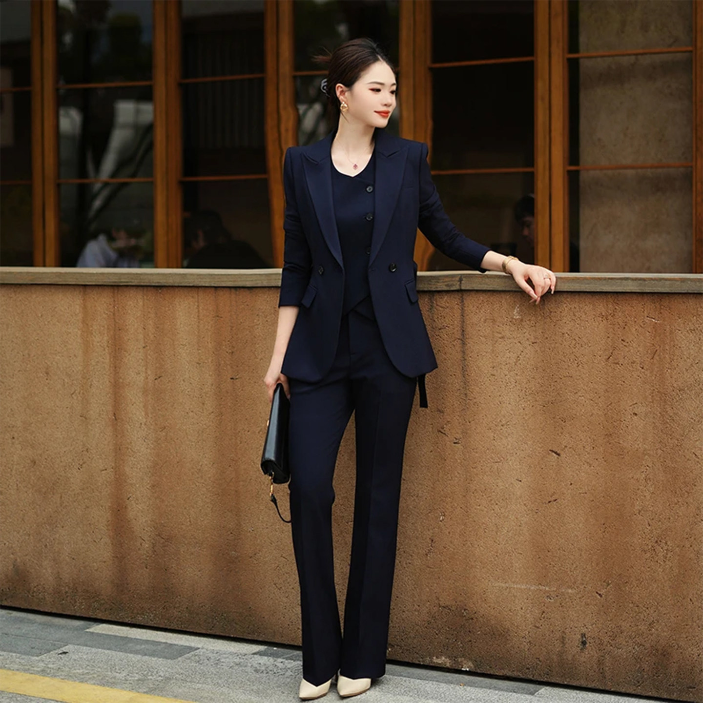西装套装女秋季新款高级感通勤职业西服外套直筒西裤气质正装