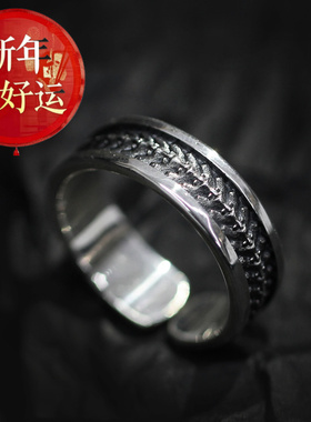 龙脊骸原创设计宽面骨头戒指s925